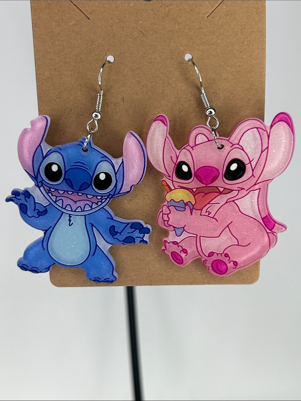 Lilo and Stitch Blue & Pink Character Dangle Earrings Fashion Jewelry